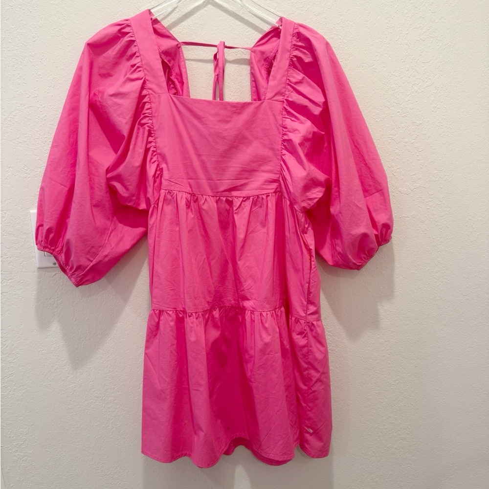 A‎ NEW DAY from TARGET Puff Sleeve Smocked Back Tiered Dress in Pink size XS - Picture 3 of 9